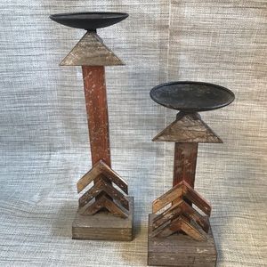 Arrow candleholders, rustic